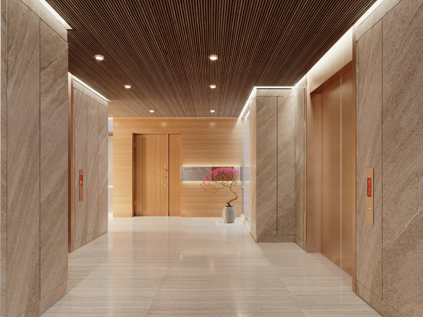 Hall com elevadores em um edifício